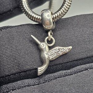 SILVER 925 DANGLE CZ HUMMINGBIRD CHARM